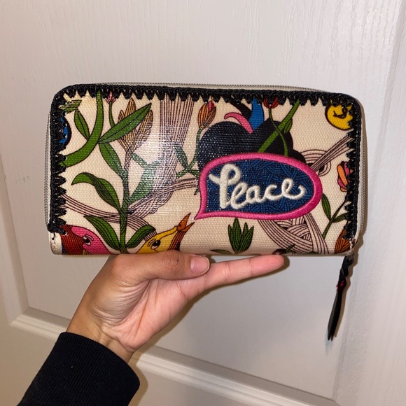 Sakroots Coated Canvas Peace/Bird Multicolored Floral Print Tote Bag, Sz M - Picture 4 of 6